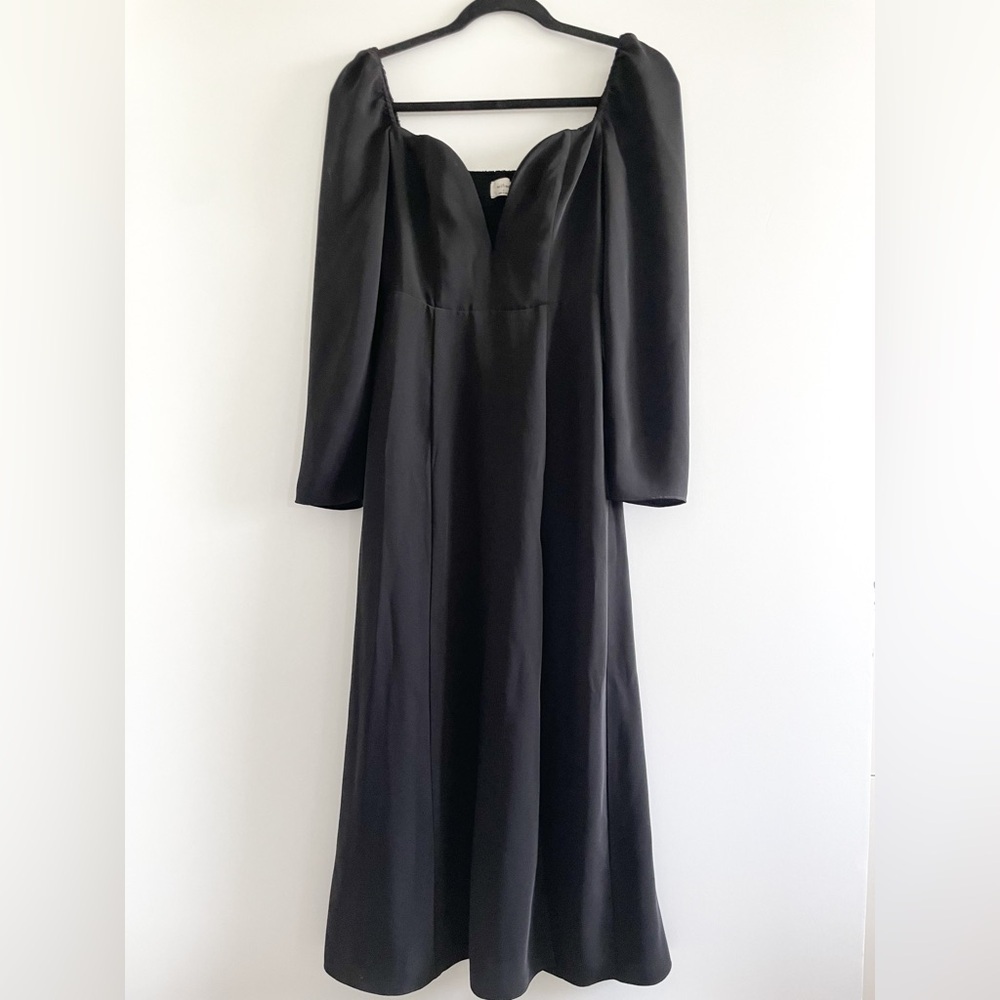 Wilfred Plunge Front Maxi Slit Dress (Black)